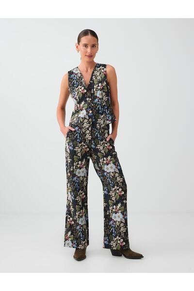 Jimmy Key Mixed Floral Patterned Jacquard Woven Trousers