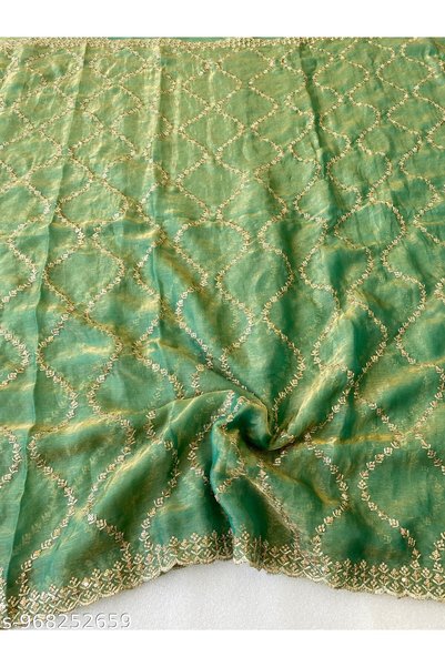 Generic Brand TTH Women's Organza Floral Saree with Designer Border