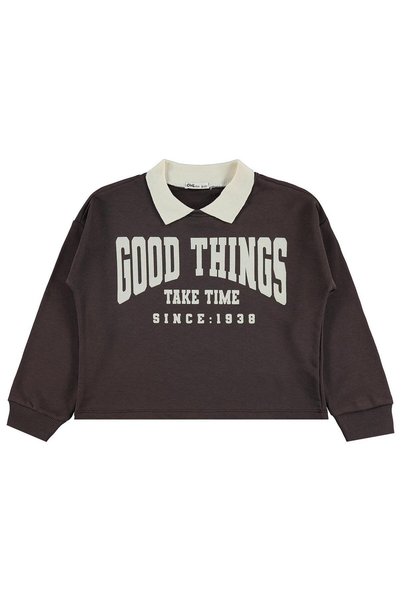 Civil Girls Polo Collar Sweatshirt for Ages 10-13 - Brown