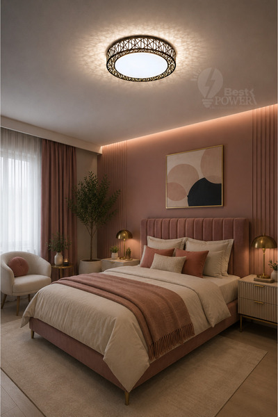 best power Modern Black Led Ceiling Light with Circular Grid Design and Three...