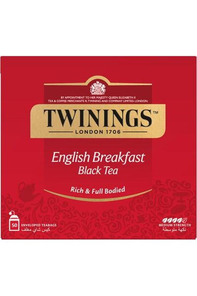 TWININGS BREAKFAST شاي الإفطار الإنجليزي من توينينجز، 50 كيس شاي - عبوة واحدة