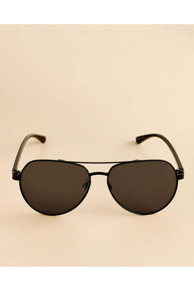 REDTAG Men Black Aviator Sunglasses