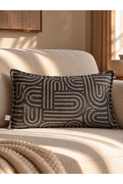 needle home textile .decoration Ritmo Gri Kırlent Kılıfı (30x50)