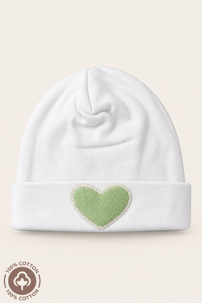 Miniel Unisex Baby Heart Embroidered 100% Cotton 3-6 Months Baby Beanie