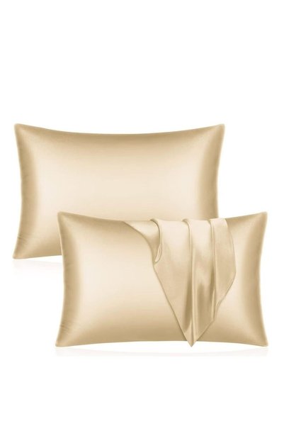 Haidue Silk Pillowcases - Champagne Gold Silk Pillowcases 2 Sets 76 x 51 cm -...