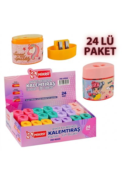 KARAKTERLİ ÇİFTLİ KALEMTIRAŞ 24 LÜ PAKET