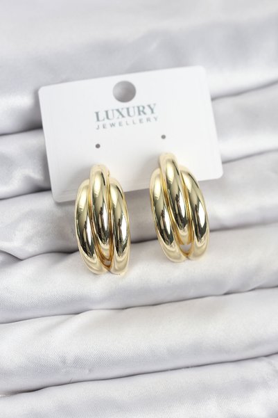 BlackCraft Gold Color Brass Half Hoop Model Women's Earrings