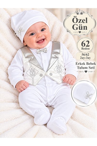 Sönmez bebe Erkek Bebek Mevlüt Tulum Seti 2-3Ay 62 Beden %100 Pamuk Altın Ve ...