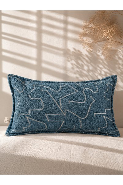 needle home textile .decoration غطاء وسادة أركوس أزرق (30×50)