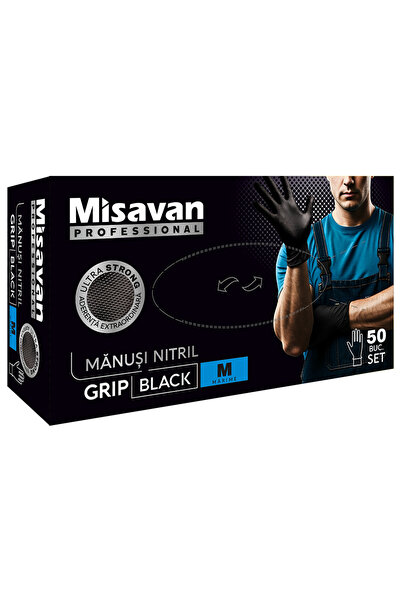 Misavan Manusi unica folosinta nitril Professional Ultra strong Grip, negru, ...