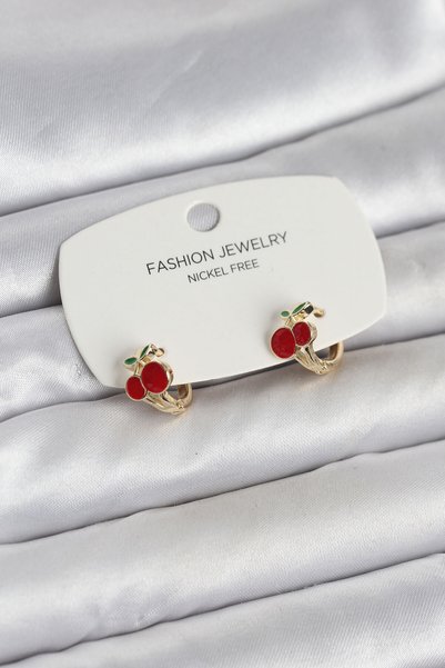 BlackCraft Cherry Model Gold Color Brass Children's Earrings