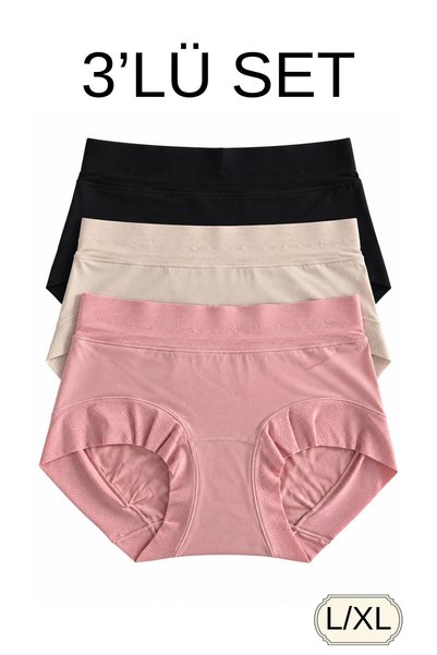 UN REAL 3-Piece Women's Low Waist Corset Panties Set