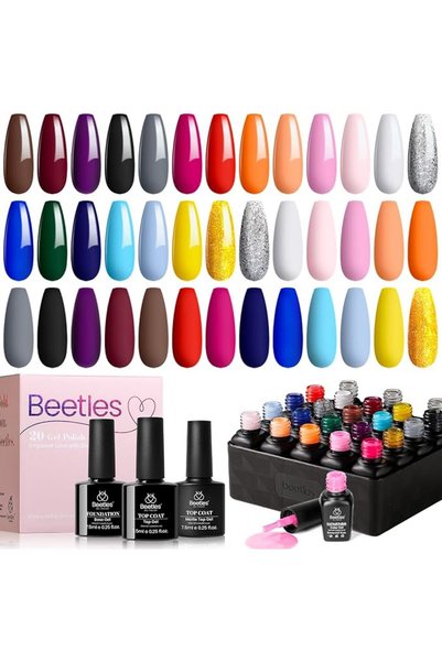 beetles Gel Polish مجموعة طلاء أظافر جل صيفية من بيتس، أخضر وردي أزرق لامع، ط...
