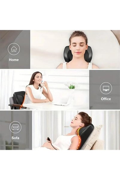 EzzySo Back Massager with Heat - Rechargeable Cordless Shiatsu Massage Pillow with Dual Heating Zones, 3 In