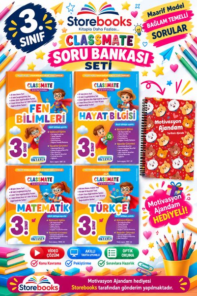 Okyanus Yayınları 3.Sınıf Classmate Mat-Fen-Türkçe ve Hayat Bilgisi Soru Bank...