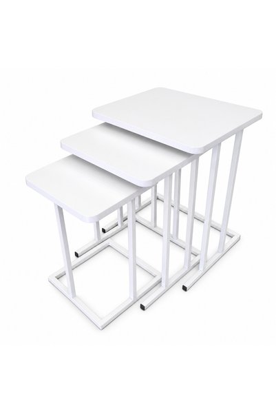 spectra home Spectra Liza 3-Piece Wooden Top Nesting Coffee Table Set - White
