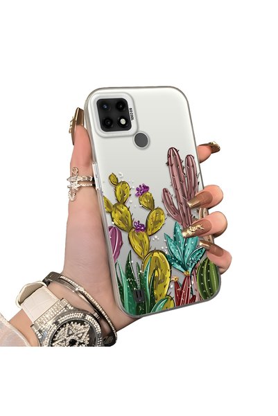 ucuc Realme C21 Compatible Acrylic Hard Back Panel with Silicone Edges Cactus...