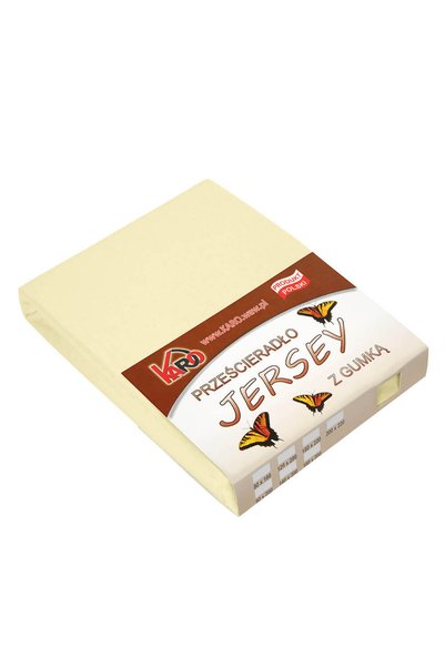 Karo Cearceaf cu banda elastica Karo, Jerseu, 120x200cm, 150g/m2, Crem