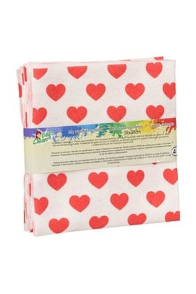 DD SHOP Lavete Netesute Albe cu Inimi Rosii 38x38cm - 4buc - Prosoape Moi Absorbante