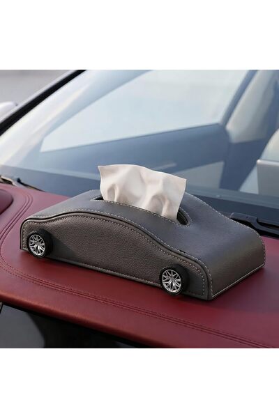 AutoFamily AUTO FAMILY Car-Shaped Tissue Box Holder, PU Leather Tissue Case w...