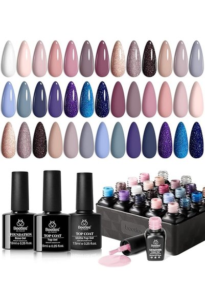 beetles Gel Polish Beetles Jelly Gel Nail Polish Set, 6 Colors Nude Sheer Nat...