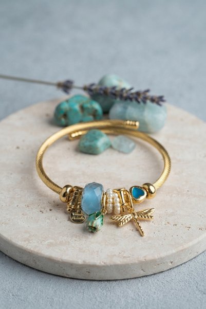 BlackCraft Dragonfly and Blue Charm Bracelet
