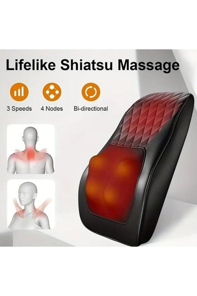 EzzySo Back Massager with Heat - Rechargeable Cordless Shiatsu Massage Pillow with Dual Heating Zones, 3 In