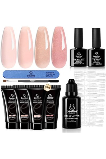 beetles Gel Polish مجموعة طلاء أظافر جيلي بيتلز، 6 ألوان طبيعية شفافة وردية و...