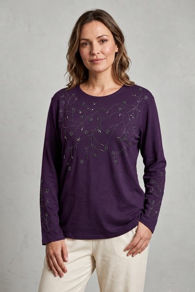 Ravencia Jerseu din tricot pentru femei, imprimeu floral de trifoi de iarnă, ...