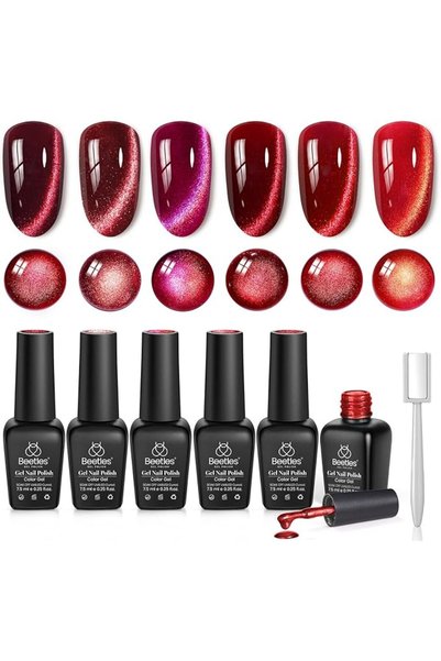 beetles Gel Polish مجموعة طلاء أظافر جيلي بيتلز، 6 ألوان طبيعية شفافة وردية و...