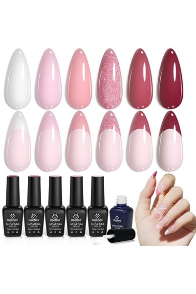 beetles Gel Polish Beetles Jelly Gel Nail Polish Set, 6 Colors Nude Sheer Nat...