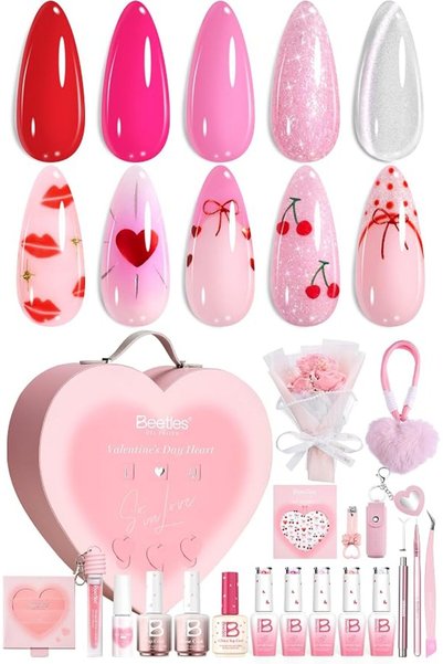 beetles Gel Polish مجموعة طلاء أظافر جل صيفية من بيتس، أخضر وردي أزرق لامع، ط...