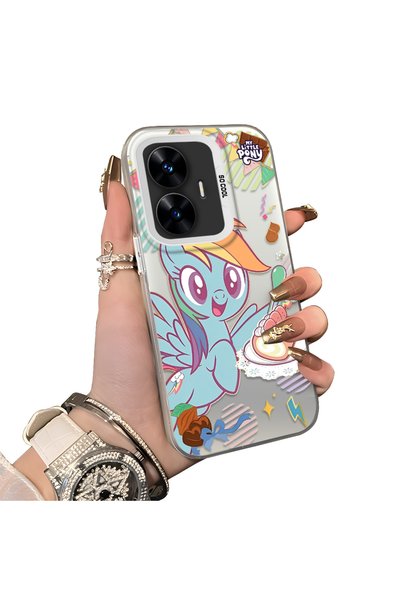 ucuc Realme C55 Compatible Acrylic Hard Back Panel with Silicone Edges Rainbo...