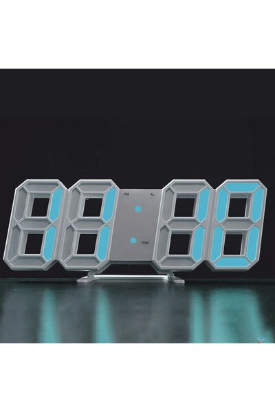 Noonedibs Ceas deșteptător digital LED 3D, de masă și perete, modern, multifu...