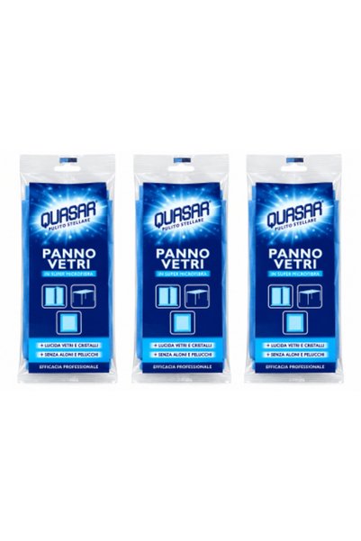 Quasar Set de 3 x Panno Vetri – Lavete super din microfibră pentru ferestre, ...