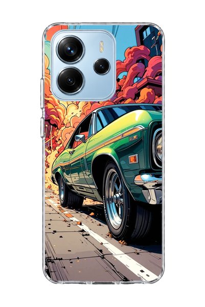 lelia حافظة هاتف شفافة مطبوعة بتصميم كولاج قديم متوافقة مع Redmi Note 14 4G