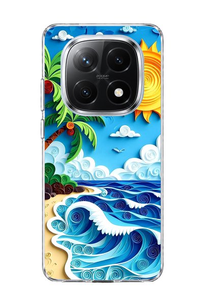lelia غطاء هاتف شفاف متوافق مع Redmi Note 14 Pro Plus 5G مطبوع عليه تصميم موج...