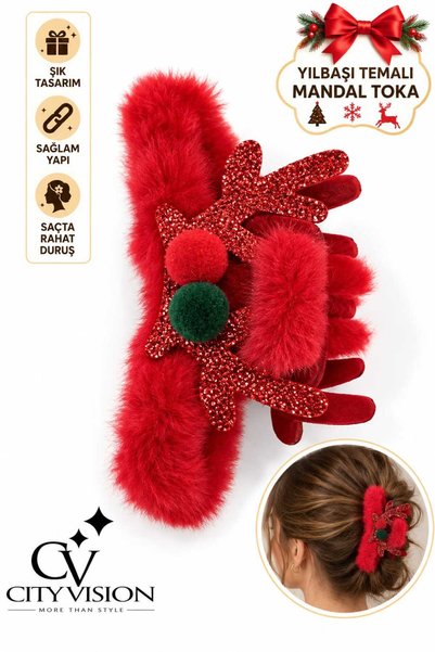 cityvision Christmas Reindeer Figured Plush Hairpin Large Size