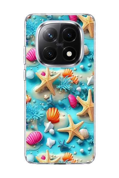 lelia Redmi Note 14 Pro Plus 5g Compatible Starfish Seashell Printed Transpar...