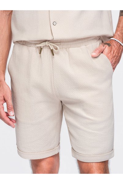 OMBRE Herren-Shorts, reguläre Passform, Kordelzug am Bund, aufrollbare Saumka...