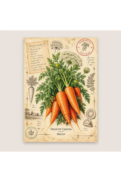 OEM Felicitare Botanică cu Morcovi – Colecția Grădină