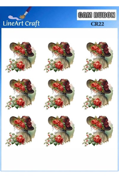 LİNEART Cam Rub On Transfer - No: CR22 20x20 cm