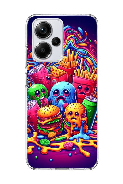 lelia Redmi Note 13 Pro Plus 5g Compatible Neon Hamburger Potato Printed Tran...