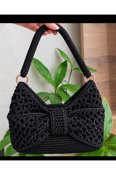 El Yapımı polyester Fiyonklu Örgü Kadın Hediye Çantası