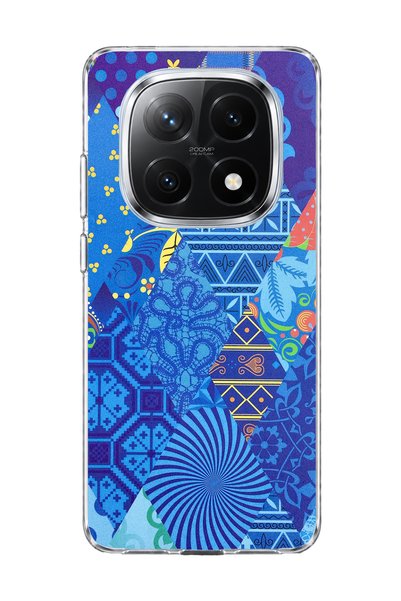 lelia غطاء هاتف شفاف متوافق مع Redmi Note 14 Pro Plus 5G بتصميم أزرق مطبوع