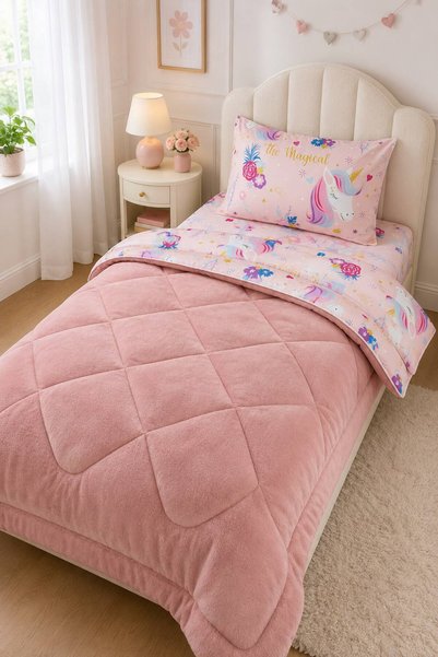 Eponj Home Yorgan Seti Tek Kişilik Wellsoft Magical Pembe