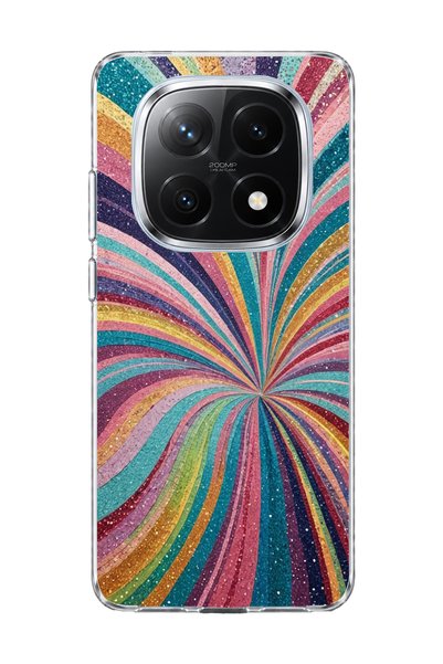 lelia غطاء هاتف شفاف متوافق مع Redmi Note 14 Pro Plus 5G مع طباعة شعاع ملون