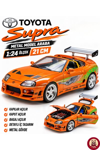 giffy Hızlı ve Öfkeli Fast and Furious 1995 Toyota Supra 1:24 Ölçek Metal Ara...