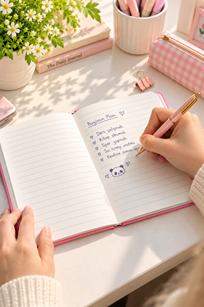 Daks Hologram Cover Panda Notebook – A5, 80 Sheets 160 Pages Lined - Pink