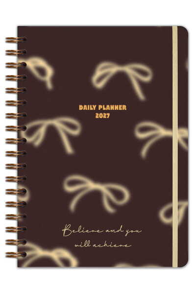Matt Notebook 2027 Yılı Günlük Spiralli Ajanda 16x24 cm - 12 Aylık Fiyonk